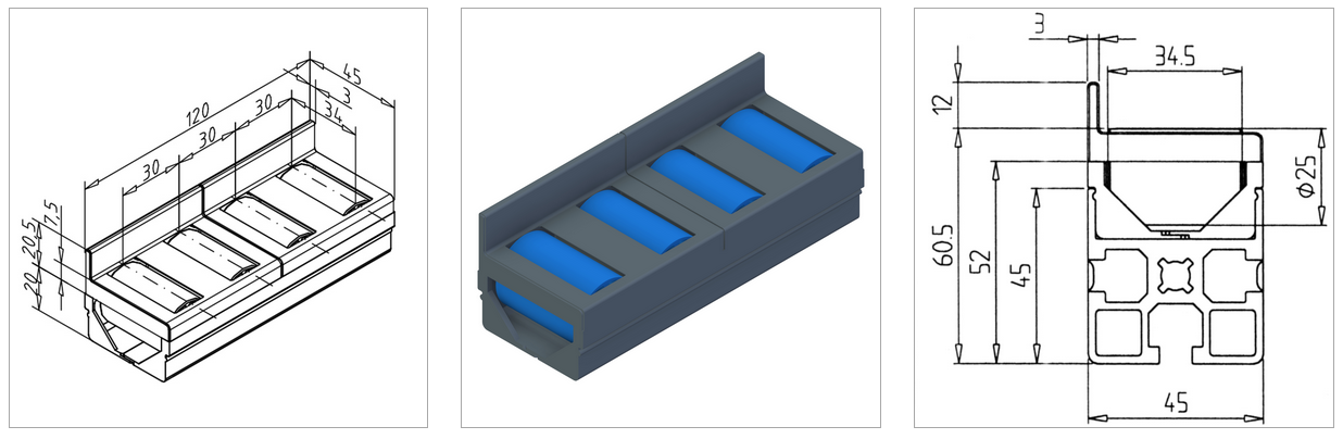 roller carrier 45x45 R with sf cover mesa