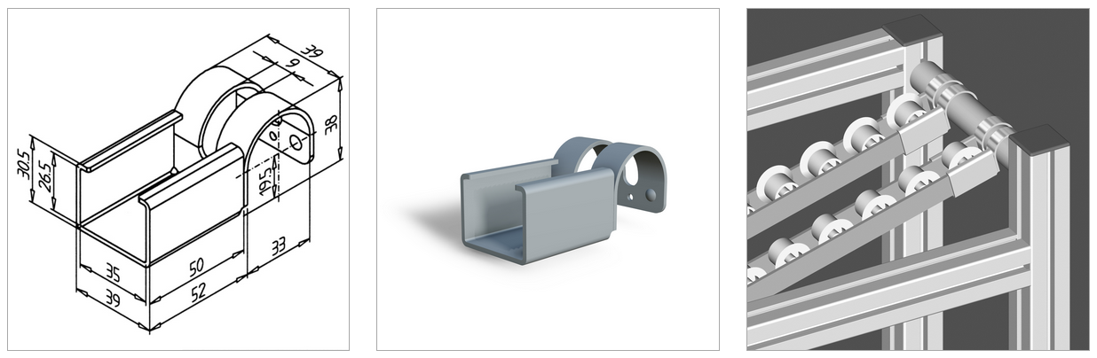 roller strip bracket F mesa